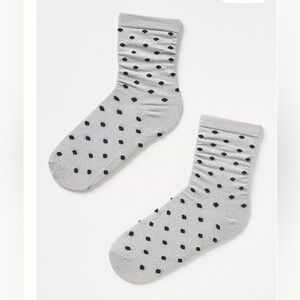 Anthropologie Women’s Silver Shimmer and Black Polka Dot Socks. NWT.